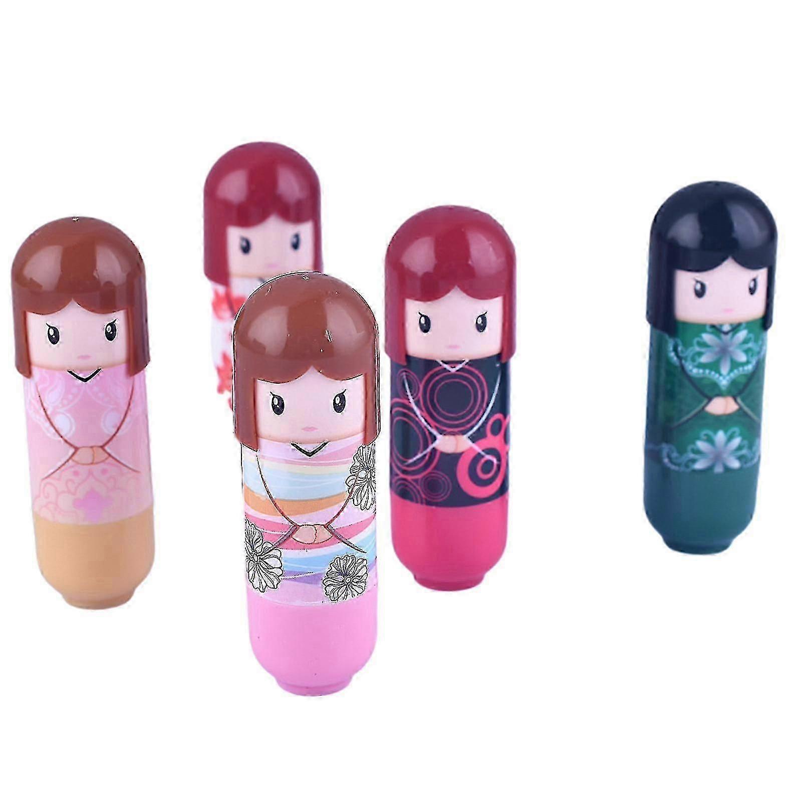 3pcs New Kawaii Kimono Doll Girl Makeup Lip Balm Moisturizing Lip Balm Natural Plant Sphere Lip Gloss Lip Balm Lip Smacker Style Random