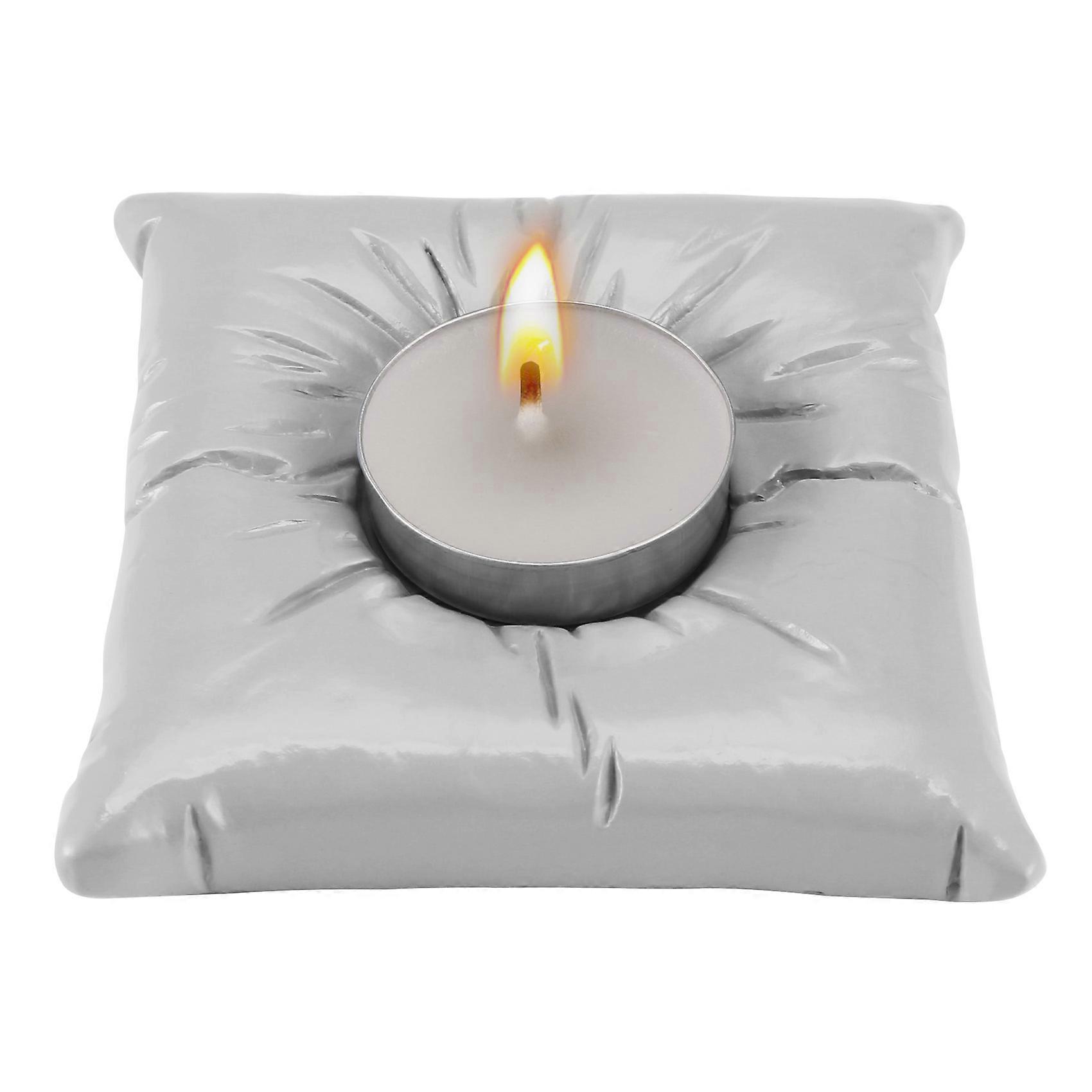 Candle Holder Pillow Shape Resin Candle Holders White