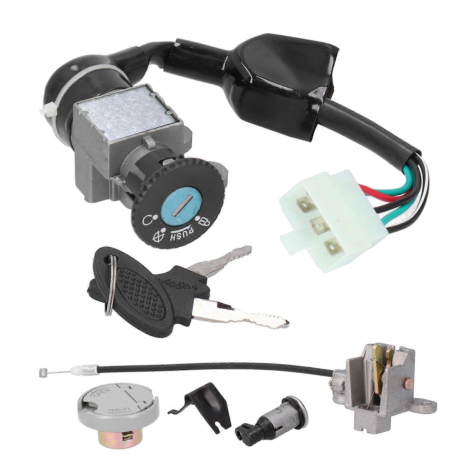 Ignition Switch Fuel Gas Cap Seat Lock Key 5 Pin Plug Set Fit for GY6 Scooters(Moped) 50cc 150cc