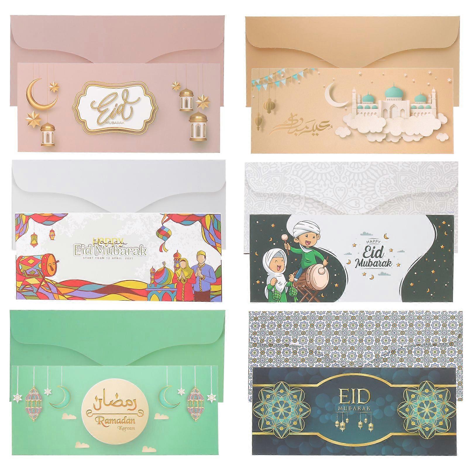 6pcs Ramadan Paper Envelopes Eid Money Envelopes Eid Gift Card Envelopes