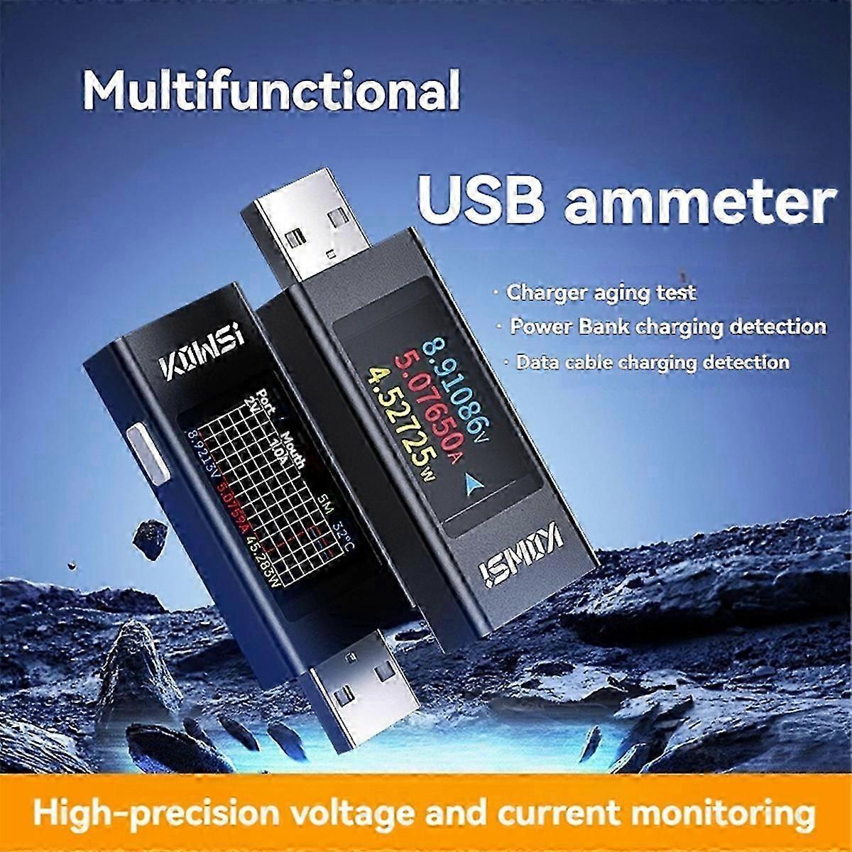 USB Ammeter Multi-Function Digital Display DC Voltage Ammeter Power Meter Cell Phone Charging Tester