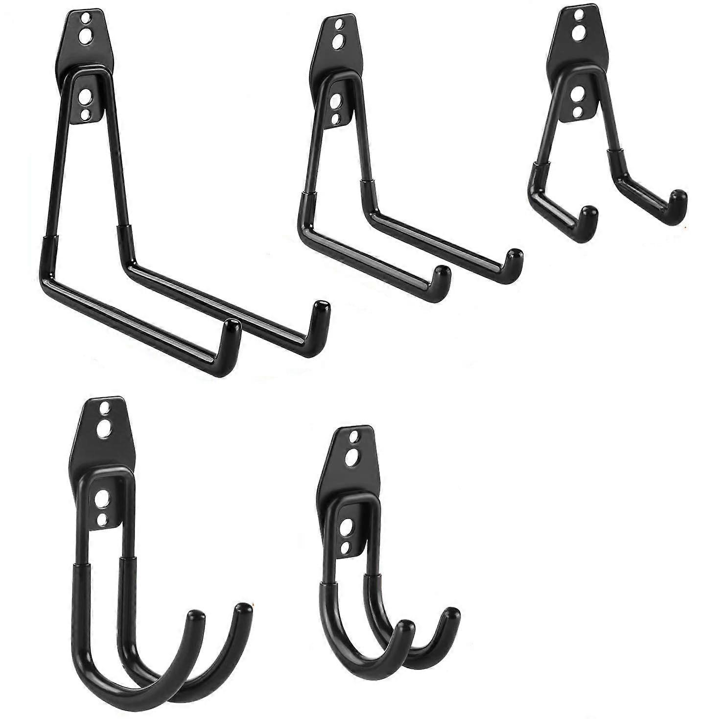 (Black) Multi-functional hook, 5 U-shaped tool hooks, with anti-slip function