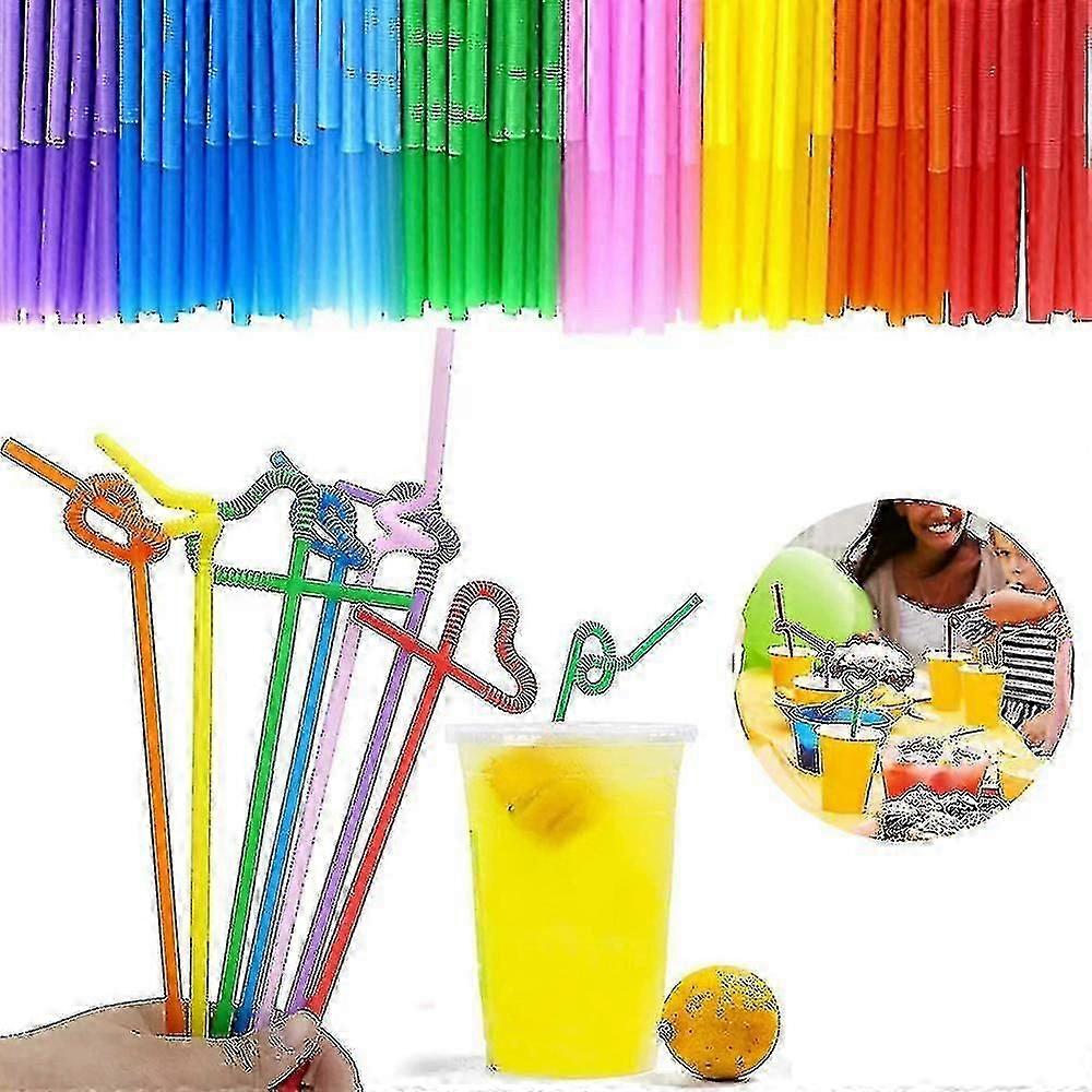 100pcs Disposable Plastic Extended Straws-Good