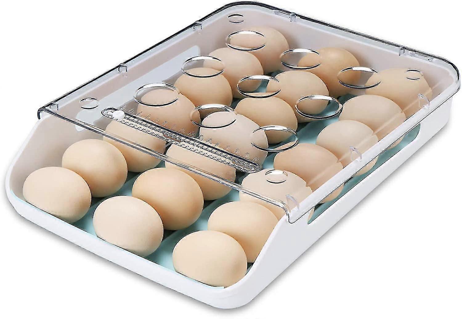 Stackable Self-rolling Egg Rack Non-slip Egg Tray Food Container 21 Eggs (grey)