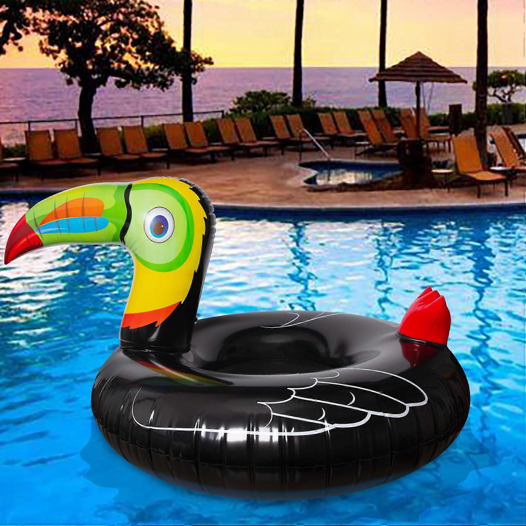 Tropical Toucan Inflatable Pool Float for Kids and Adults - Hawaiian Luau Theme Swim Ring Party Supplies