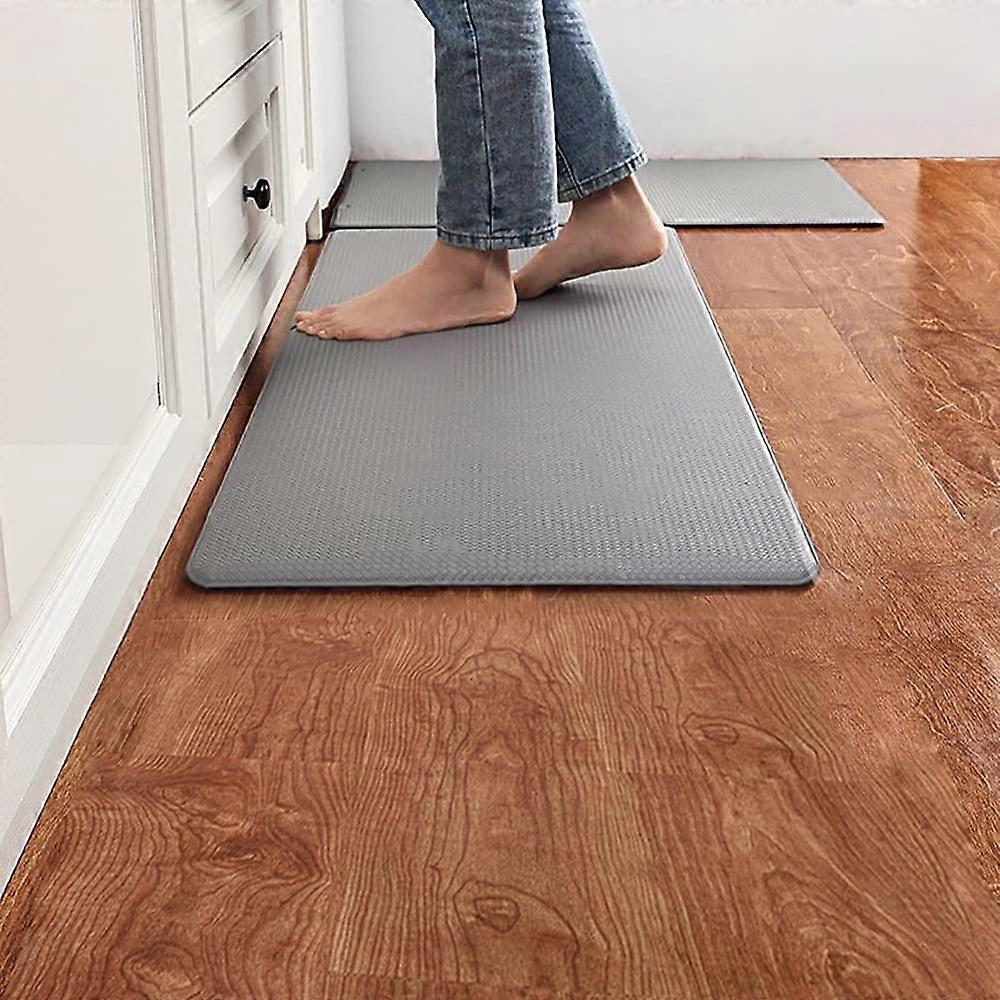 Kitchen Rugs Cushioned Anti Fatigue Mat 17.7"x28" Memory Foam Non-Slip Waterproof Heavy Duty for Home Office Sink Grey