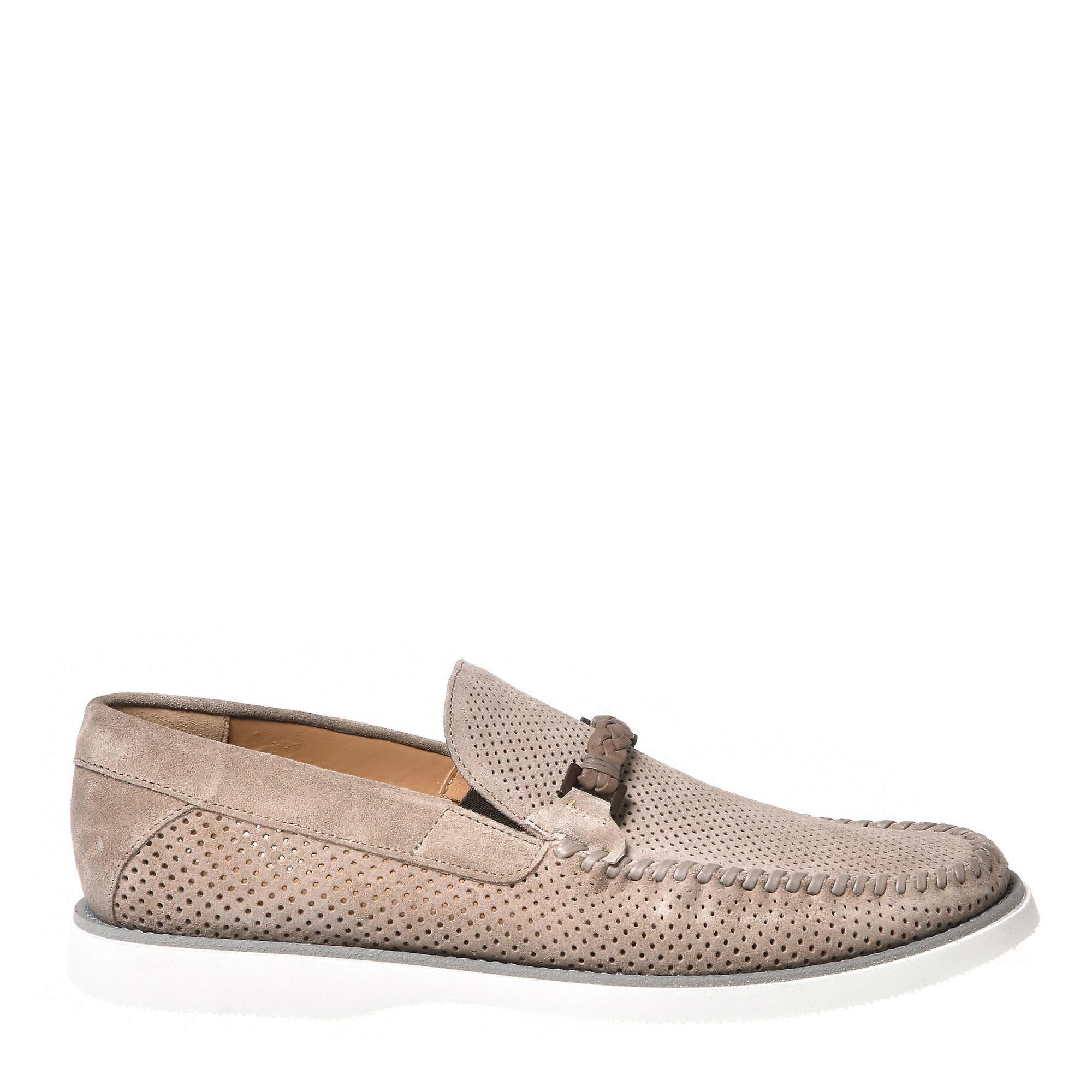 Baldinini - Beige Perforated Suede Loafer