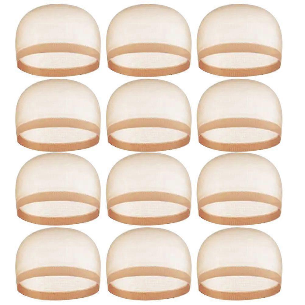 12pcs Lace Wig Hats Breathable Wig Mesh Caps Mesh Wig Hat Elastic Wig Hats