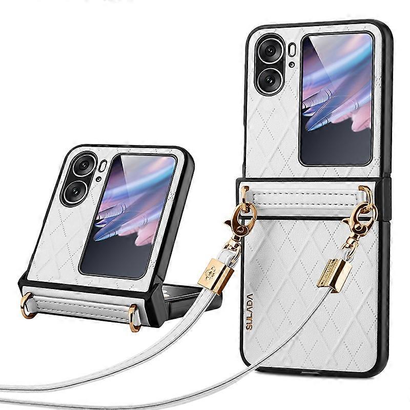 SULADA Elegant Rhombic Texture Folding Phone Case with Lanyard