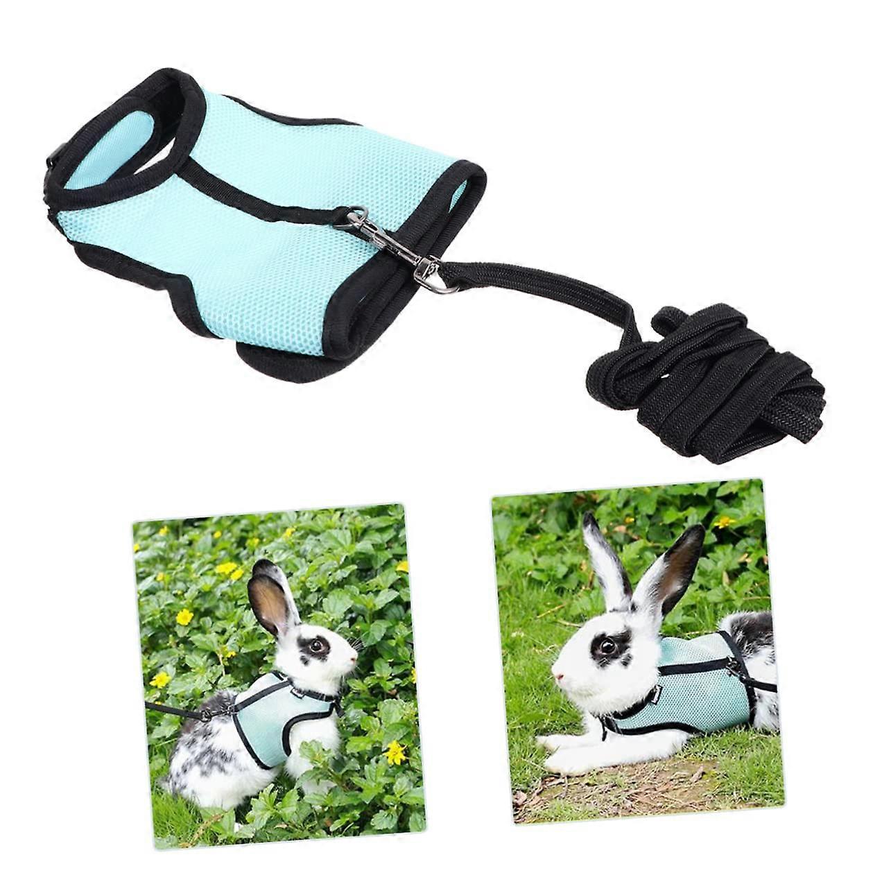 Pet Harness for Small Pets, Soft Fabric Bunny Leash, Nylon Traction Harness for Tiny to Medium Rabbits, Blue