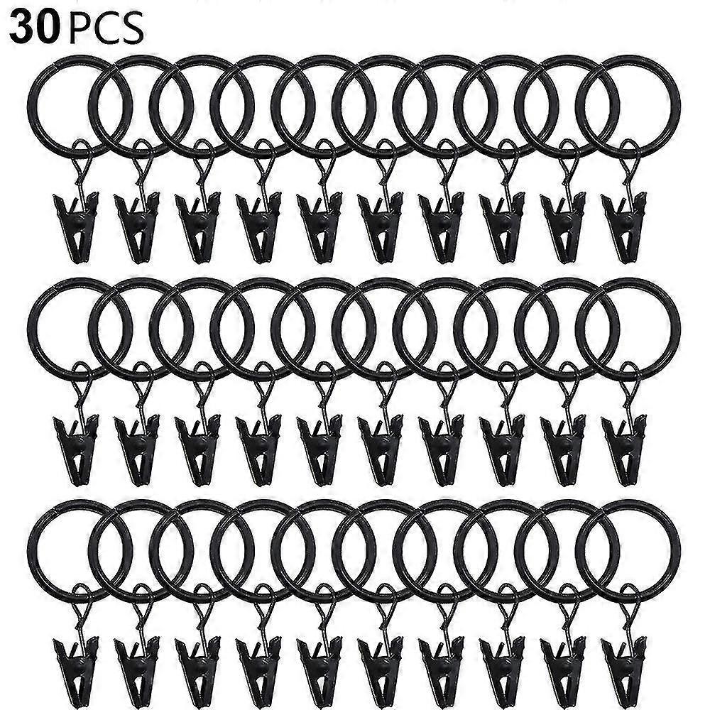 30 Pcs Curtain Rings With Clips, Strong Drapery Clips Hooks On Tension Rod Bracket, Interi