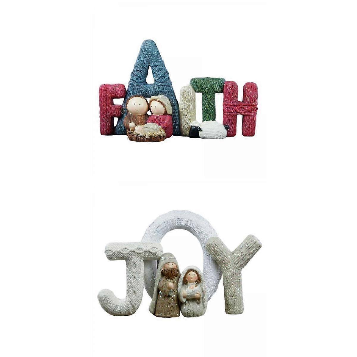 2x Nativity Scene Figures Set Elegant Crafts Tabletop