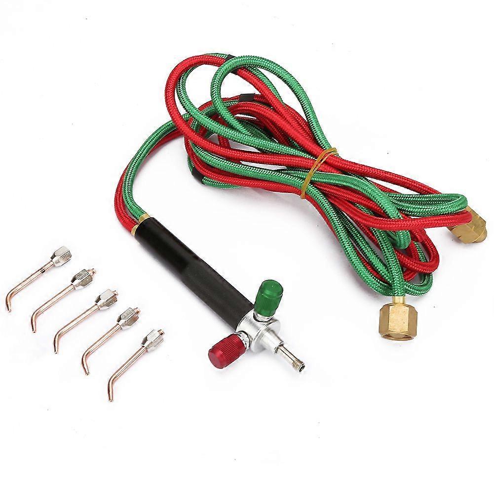 Mini Oxygen Gas Torch Acetylene Welding Soldering Gun Tool Kit   5Pcs Replaceable Tips
