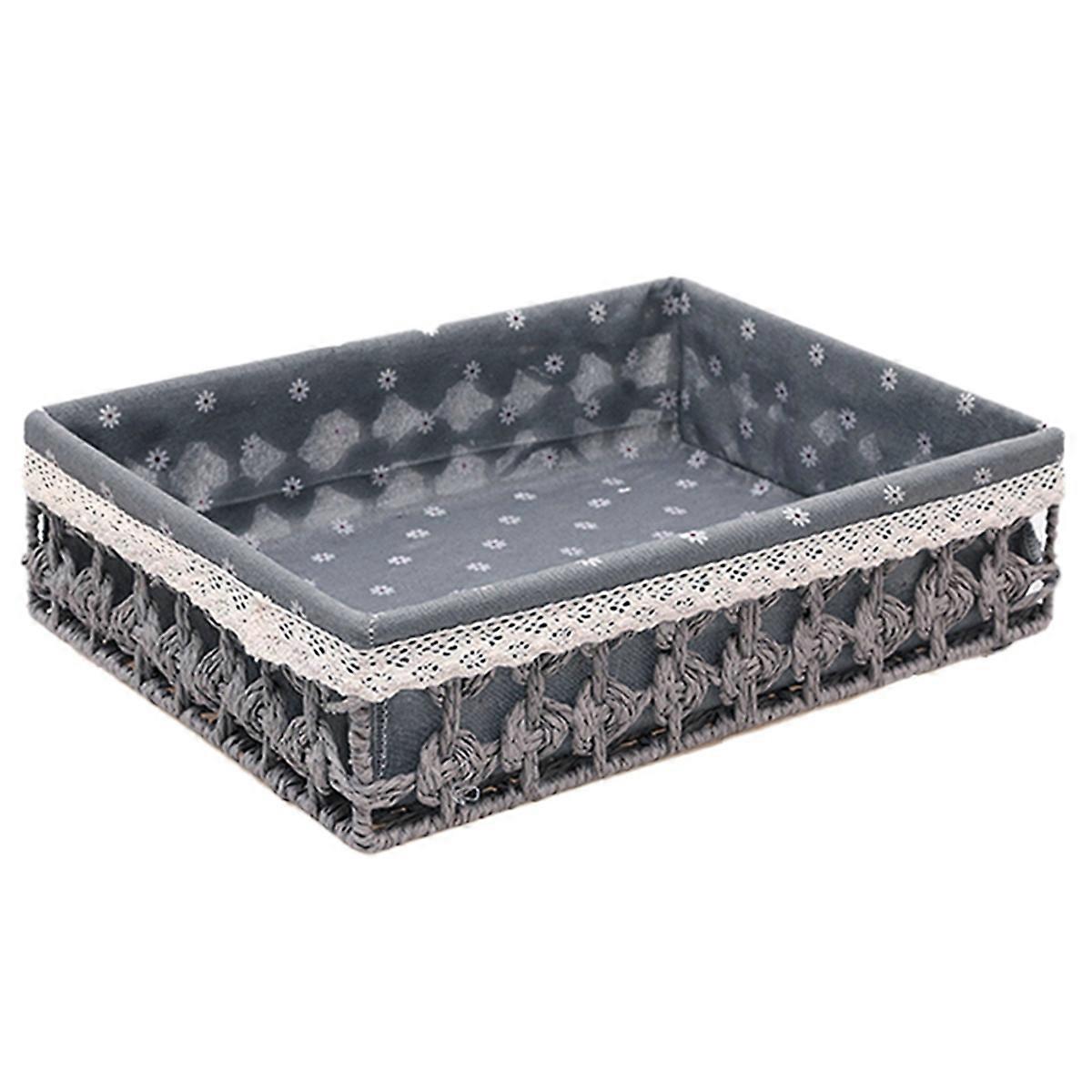 Rattan Storage Baskets Woven Basket,Grey