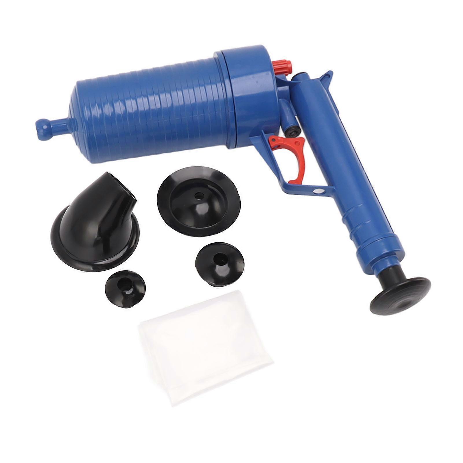 Air Blaster Multipurpose Clog Remover Tool with 4 Rubber Plug for Floor Drain Sink Sewer Bathtub Dark Blue