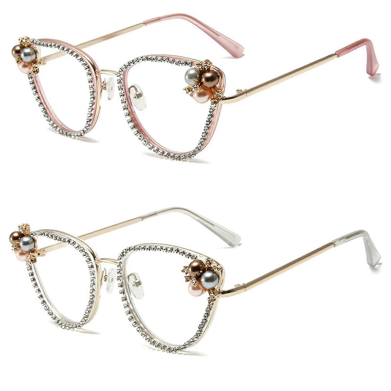 Rhinestone Reading Glasses with Blue Light Blocking and Diamond Bling Design, Magnified Optical Readers for Stylish Vision