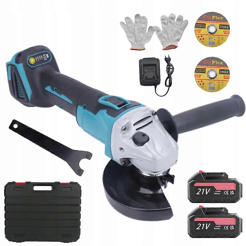 21v 125mm Cordless Angle Grinder + 2x Battery