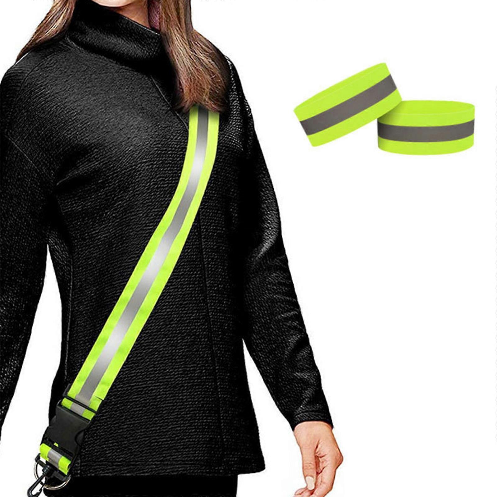 Running Reflective Belt Polyester with Firm Buckles Comfortable for Safety Jogging Walking Biking Cycling, Adjustable