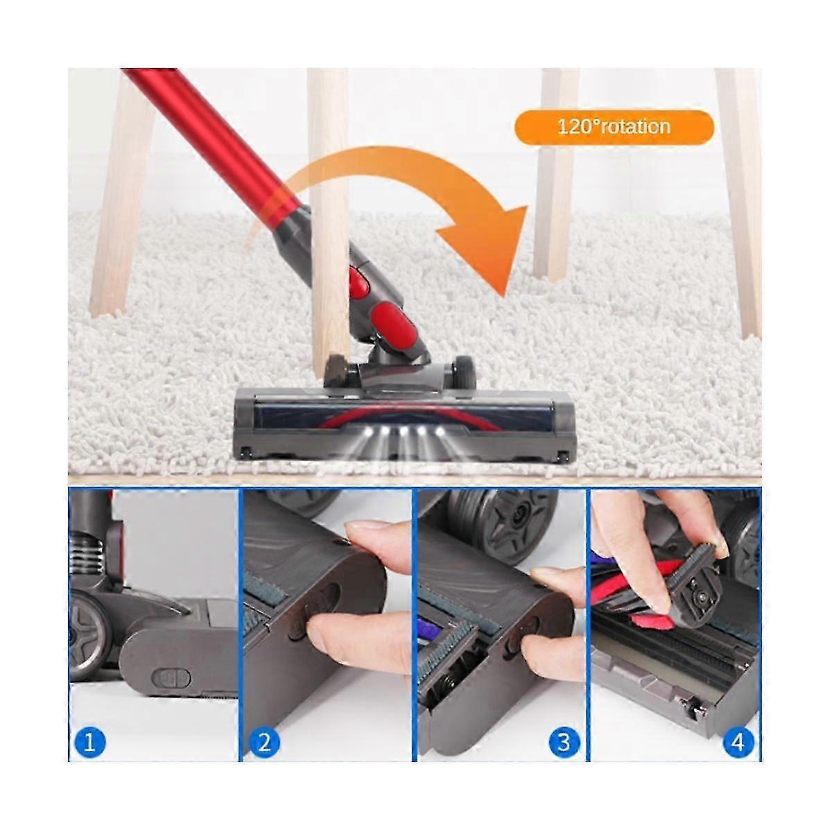 Vacuum Hardwood Floor Attachment for V15 V11 V10 V8 V7 Replacement Soft Roller Brush Bar LED Light