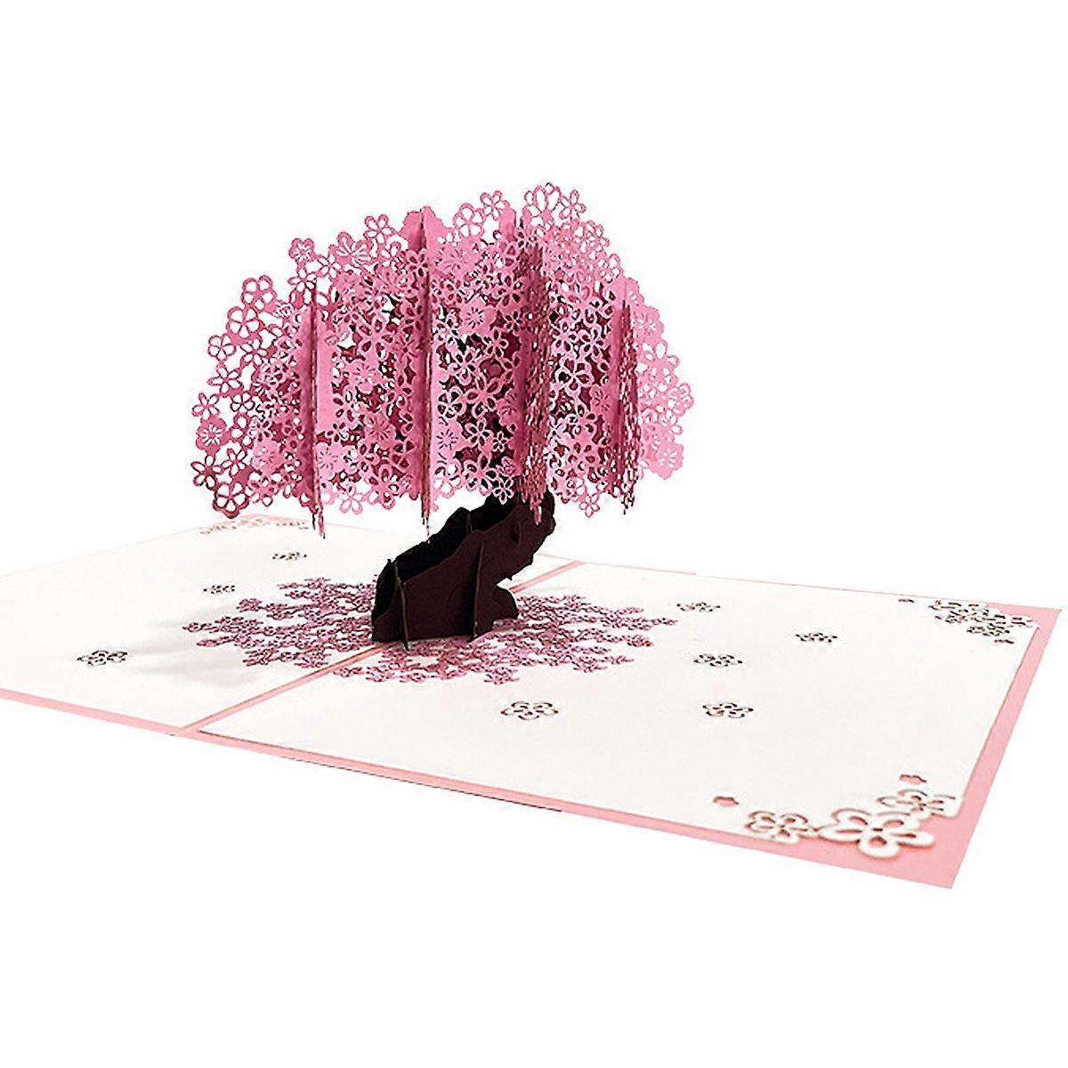 Paper 3D Peach Blossom Pop Up Card, For Valentines, Spring, Mothers Day, All Occasions - 5.9" x 7.9" Cover - Includes Envelope and Note Tag