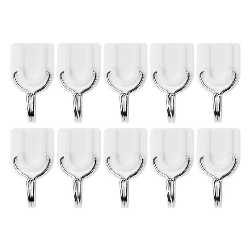 10 Pcs Set Kitchen Bathroom Plastic Adhesive Hook Wall Sticky Mount Hanger Rack
