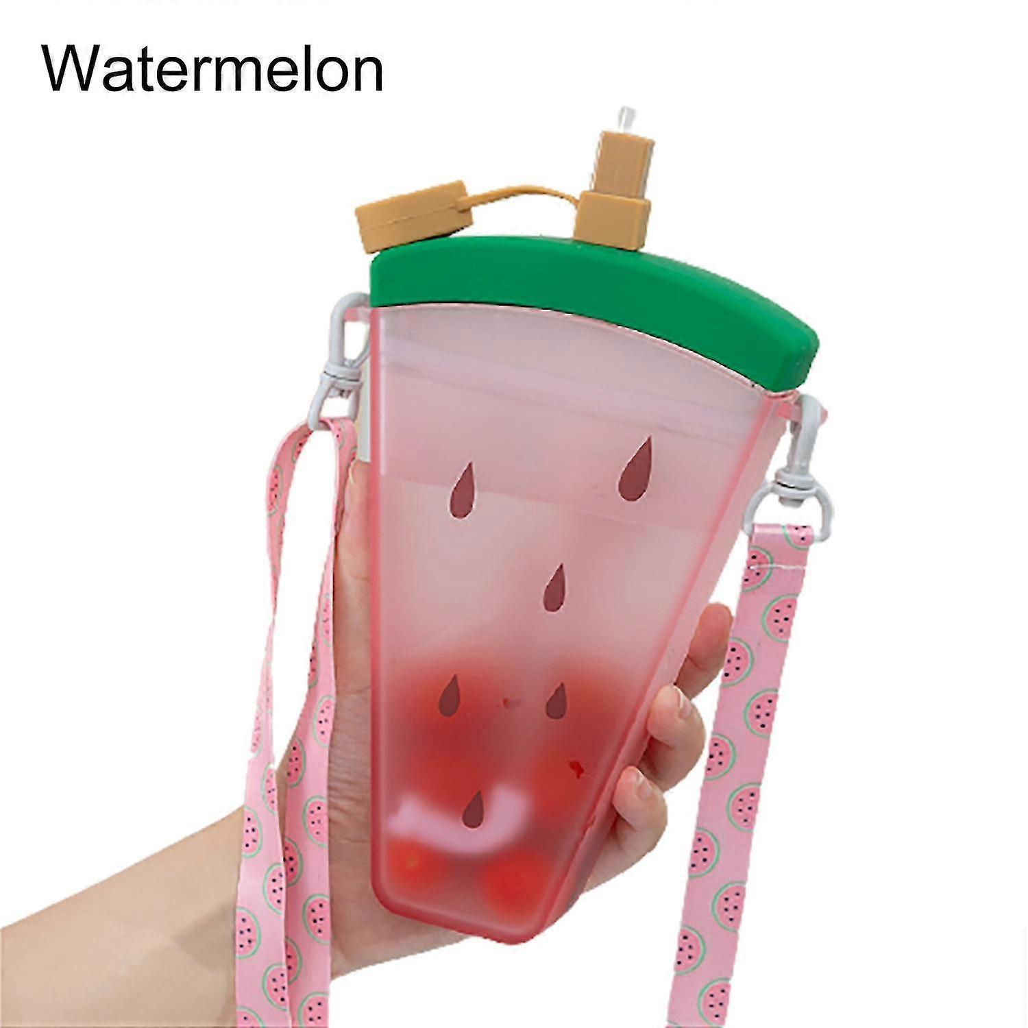 Fruit-Design Watermelon Patterned Plastic Straw for 320ml Large Capacity Orange Water Bottles