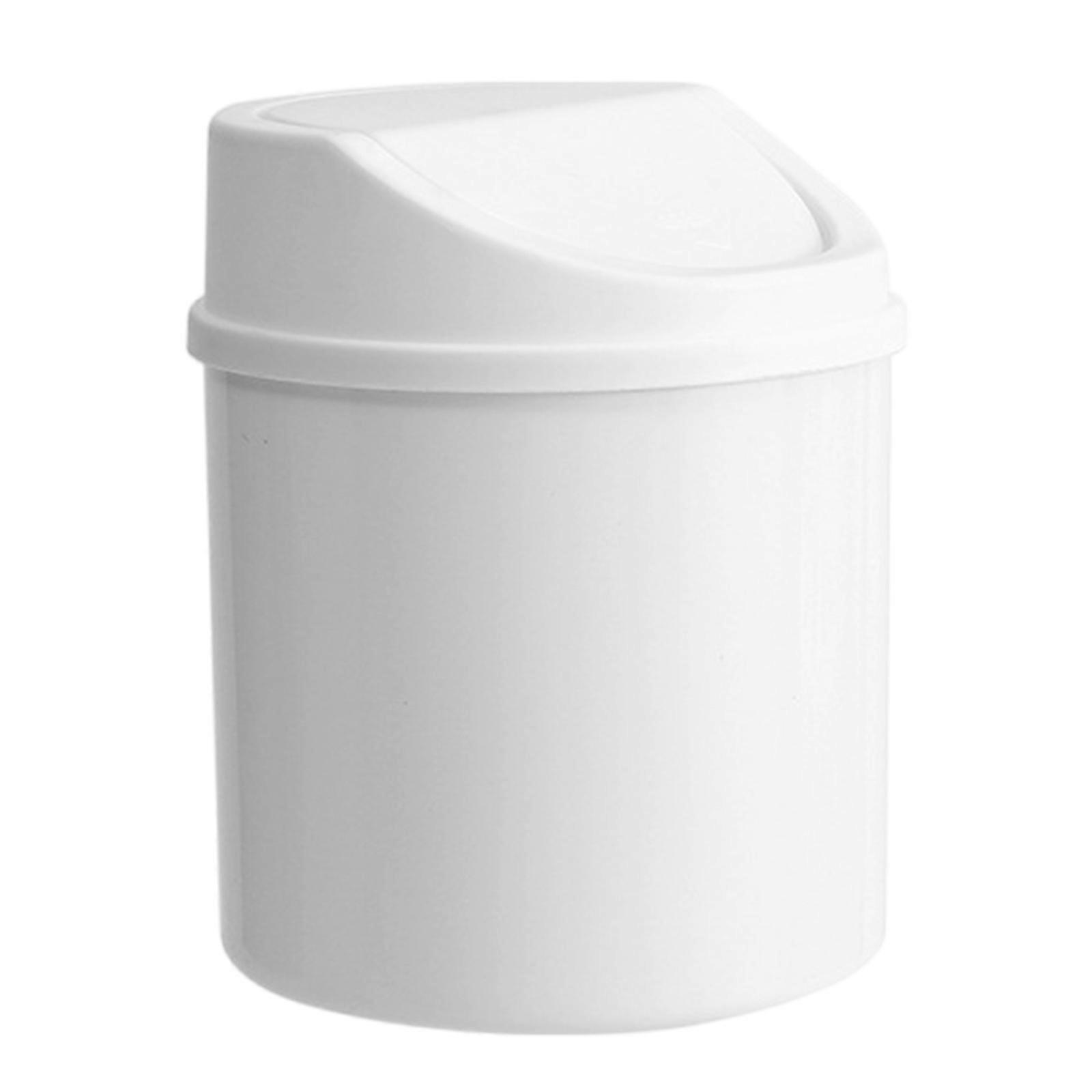 Modern Swing Lid Desktop Garbage Can Mini PP Plastic Trash Bin Waste Basket Container For Computer Table Countertop White