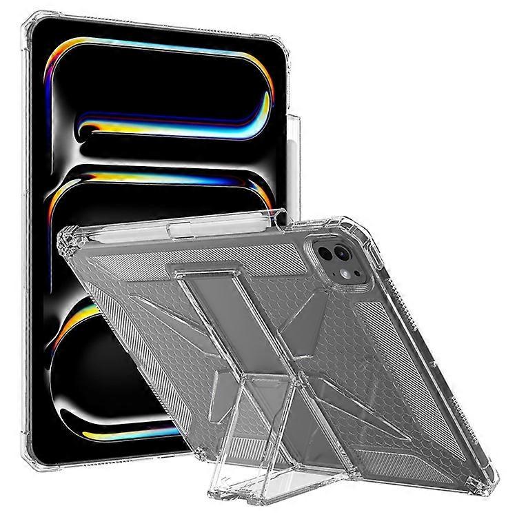 متوافق مع iPad Pro 13 (2024) غطاء لوحي شفاف مقاوم للصدمات TPU + PC مع فتحة قلم