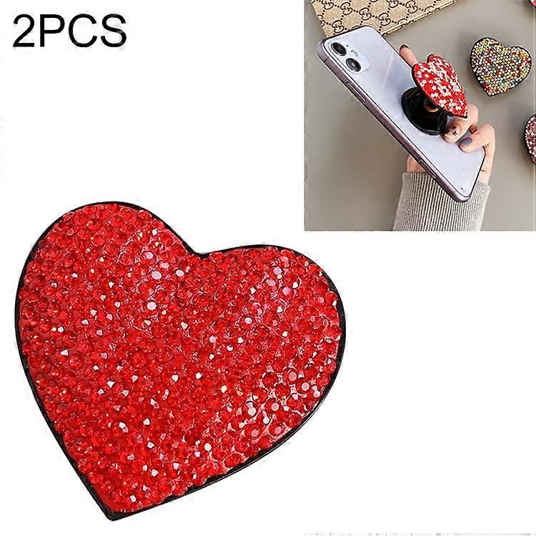 2 PCS Universal Love Flash Diamond Phone Folding Stand Ring Holder