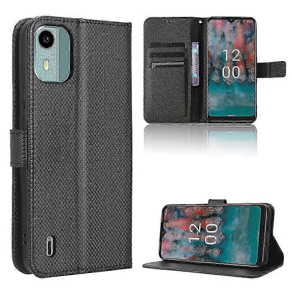 Diamond Texture Leather Case for Nokia C12 Smartphone