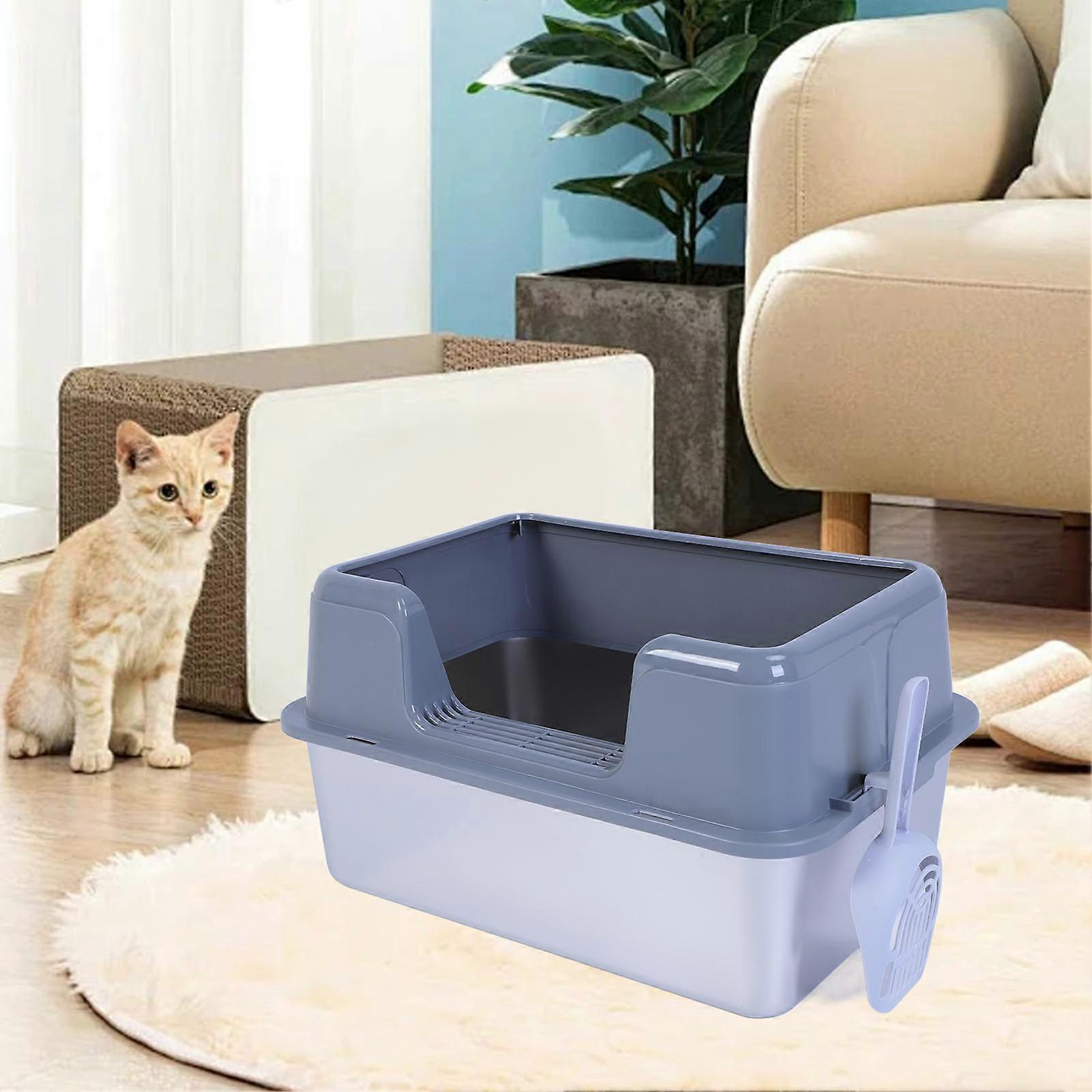 ステンレススチール猫用トイレ 20L 50x35x28cm グレーハイサイド