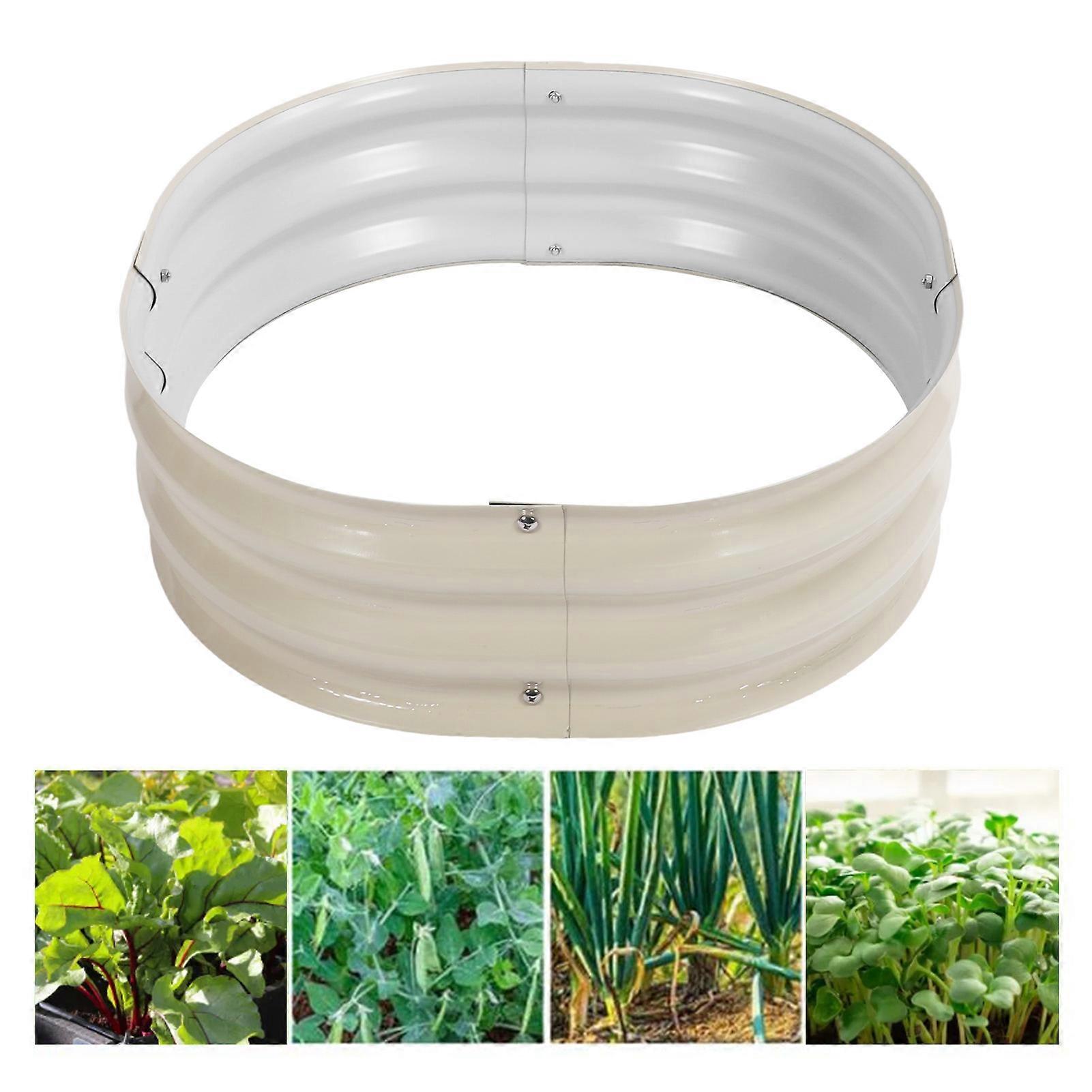 مجموعة سرير الحديقة المعدنية المعيارية الفاكهة والخضروات الزهور صندوق زارع للمنزل المدرسة شارع حديقة فيلا 60x60x20 سم عاجي أبيض 