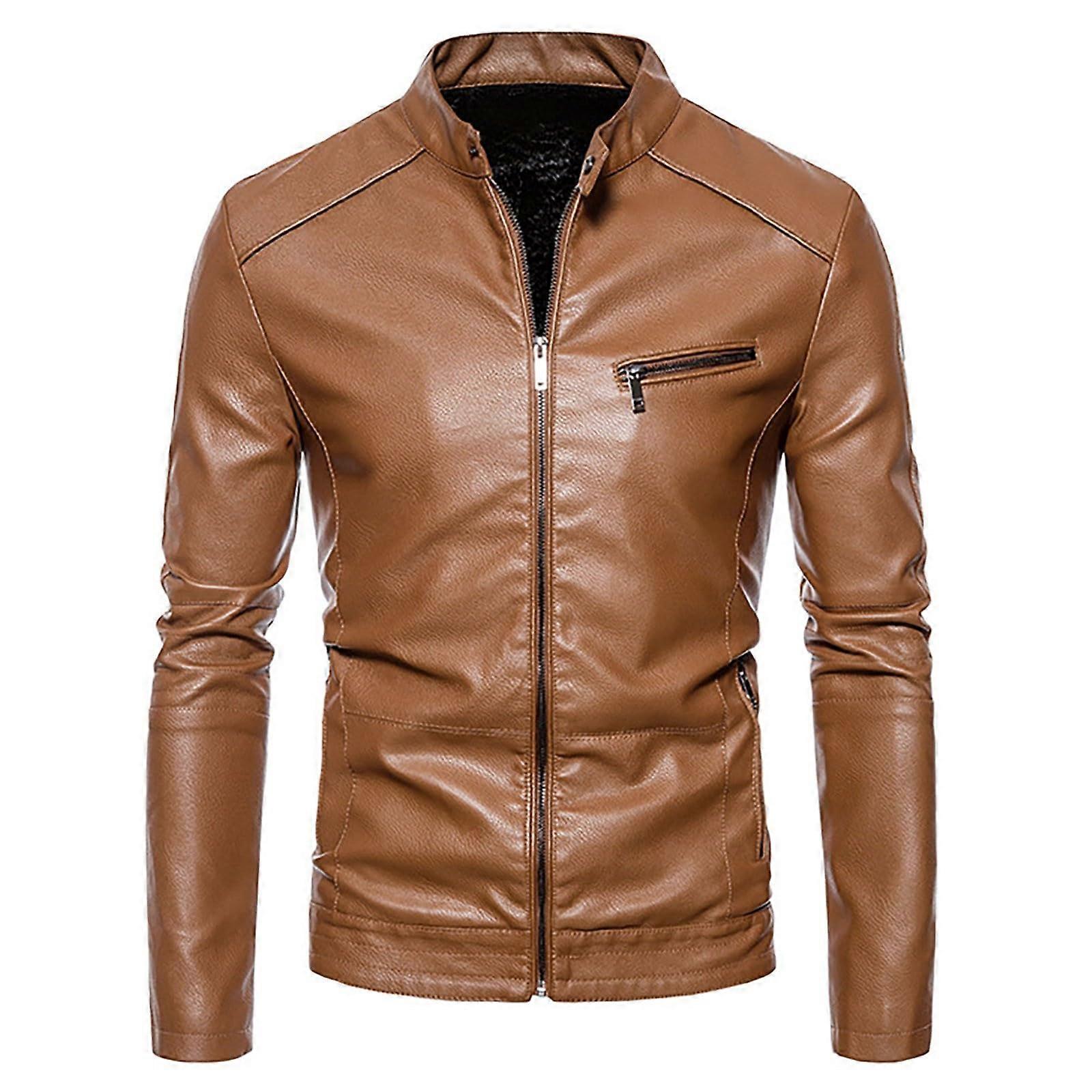 Men's Aviator Leather Jacket Functional Bicycle Vest Hoodie 3 in 1 A3Khaki XL