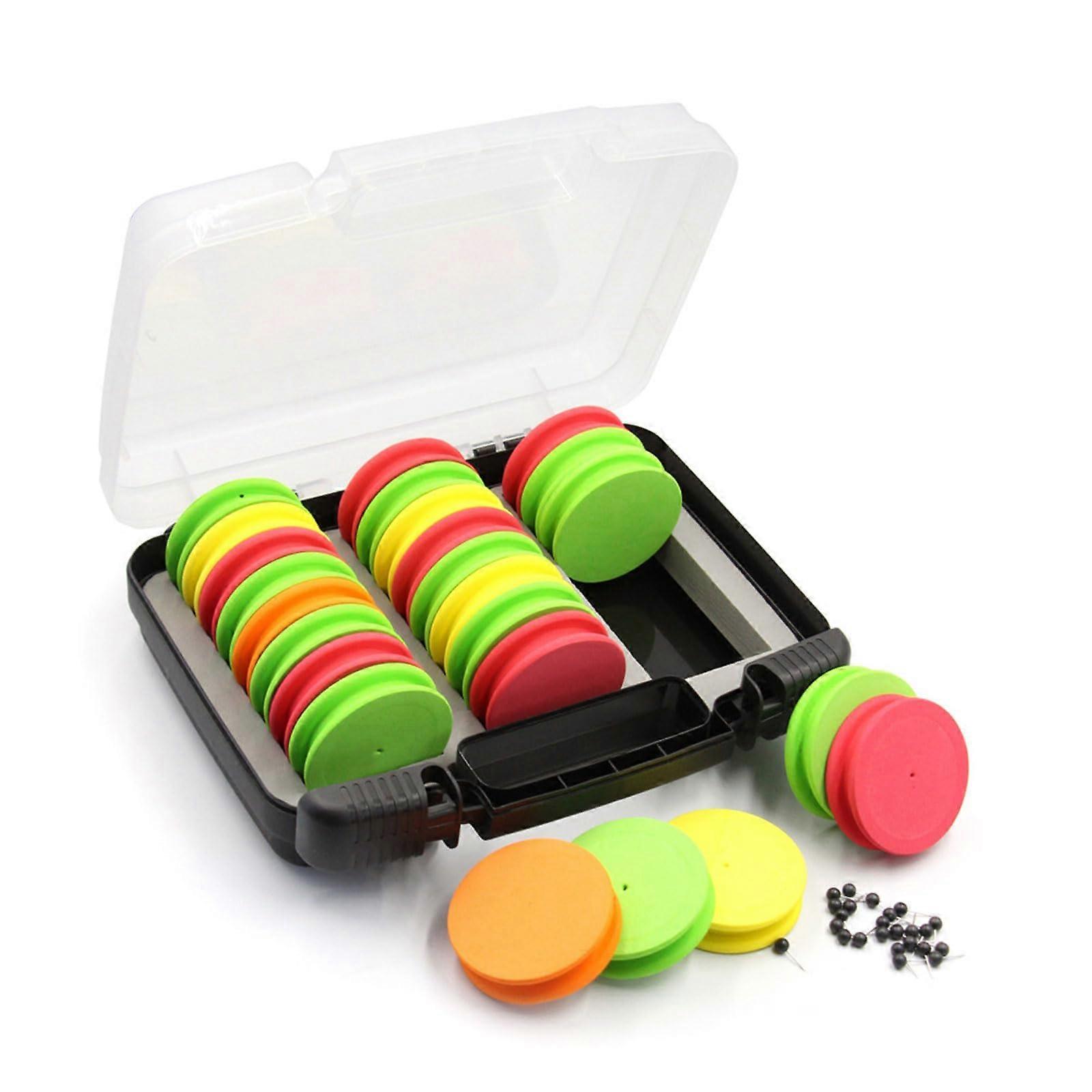 24 Round Foam Spools For Fishing Line Winding Board With Tackle Box, Line Holder, Storage Organizer