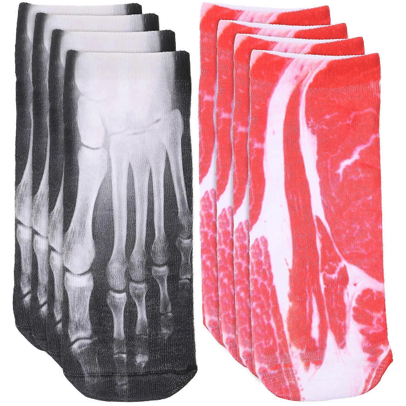 Women Men Socks Comfortable Polyester Short Stockings Assorted Color One Size 4 Pairs