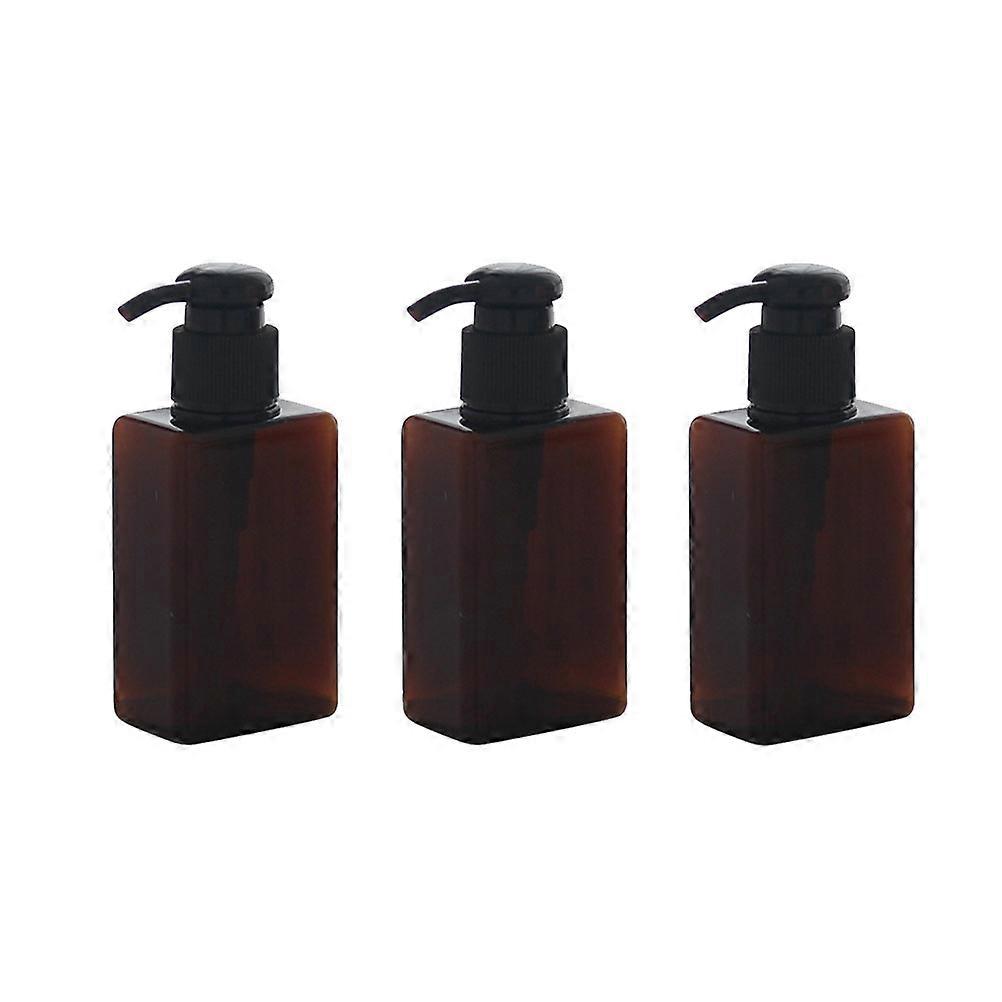 3Pcs Hand Wash Dispenser Shampoo Bottle Brown Square Emulsion Container 5.5*4.9In