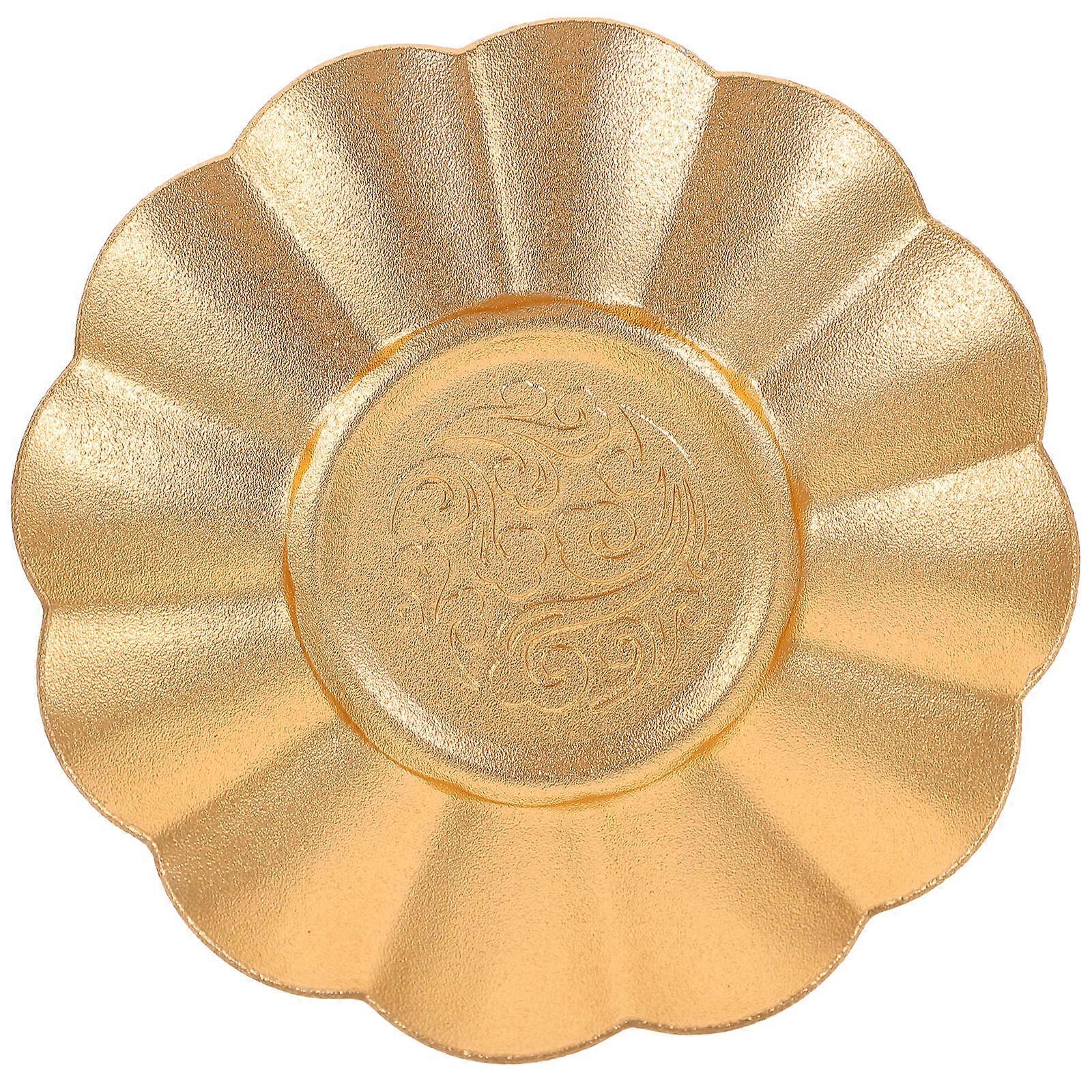 Table Tray Decorative Teacup Mat Home Use Aluminium Protect Table Chinese Antique Shape 3.3 3.3 0.4In 1Set
