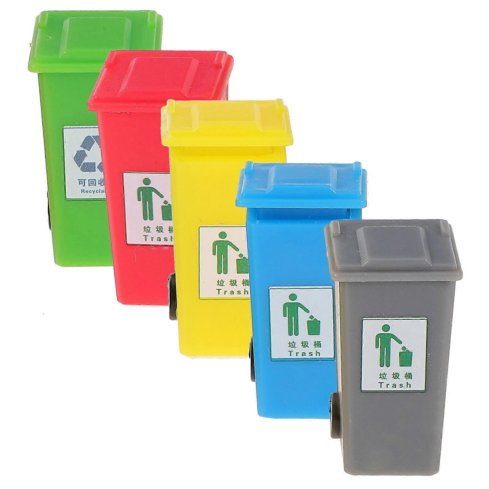 Tiny Trash Can Model Doll House Decor DIY Material Assorted Color 1:50 Scale 5Pcs