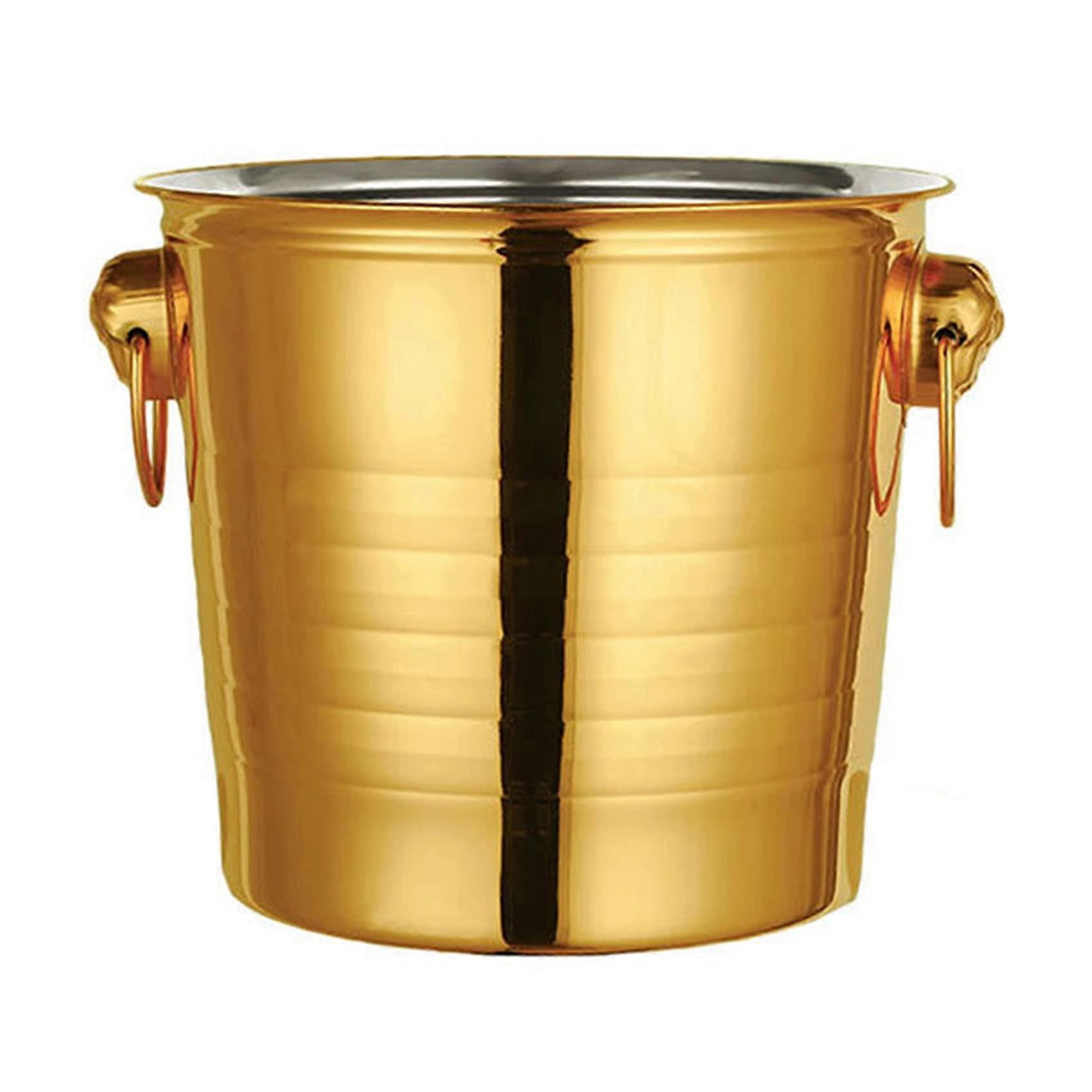 Stainless Steel Ice Bucket, 3L Capacity, Thick-Walled For Parties, Keeps Ice Cold, Gold