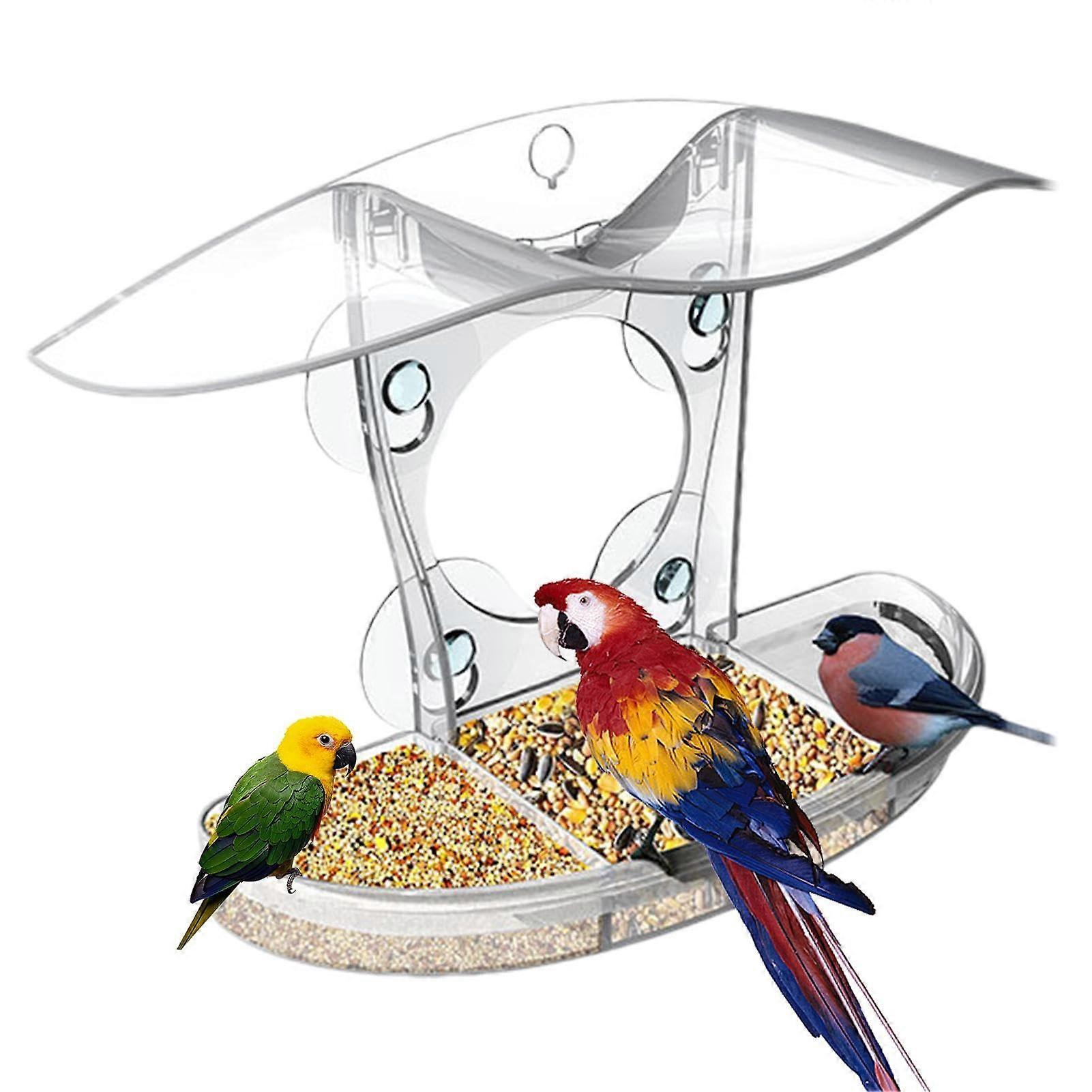Window Bird Feeder with Strong Suction Cups, Outdoor Clear Acrylic Design, Easy to Fill and Clean, 2024 Model