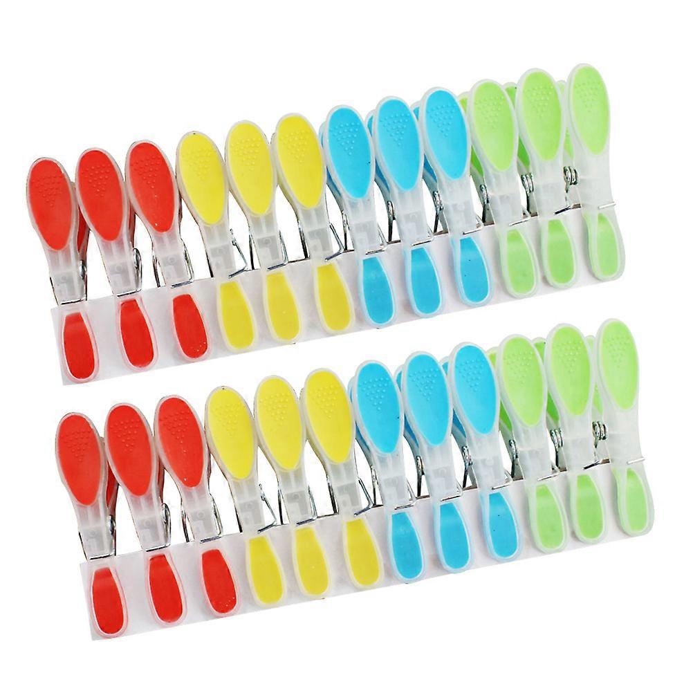 Clothespin Clips Rectangular Windproof Plastic for Household Items 24Pcs