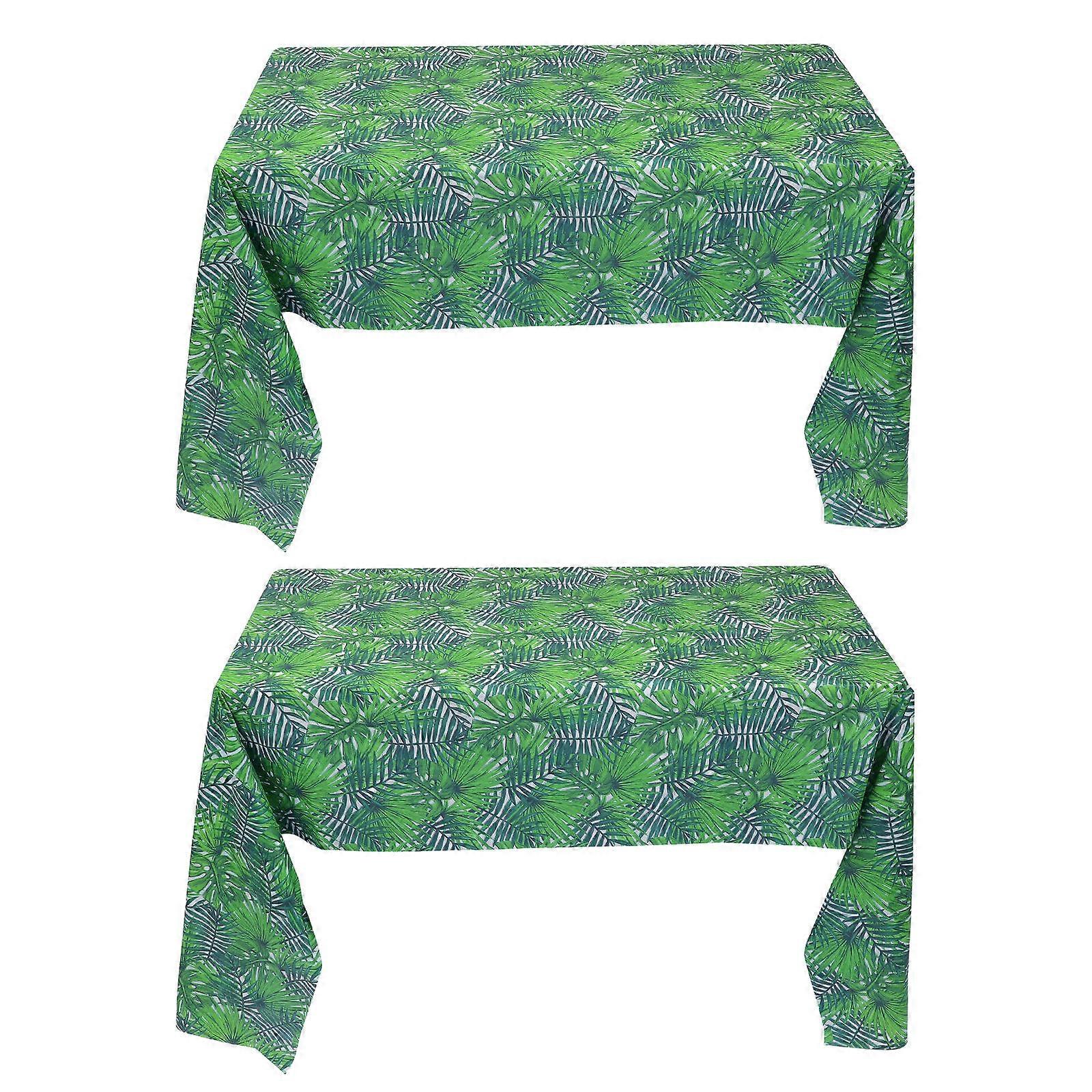 Decorative Table Cover Palm Leaf Printing Green Waterproof Oil-resistant For Party Picnic 2pcs
