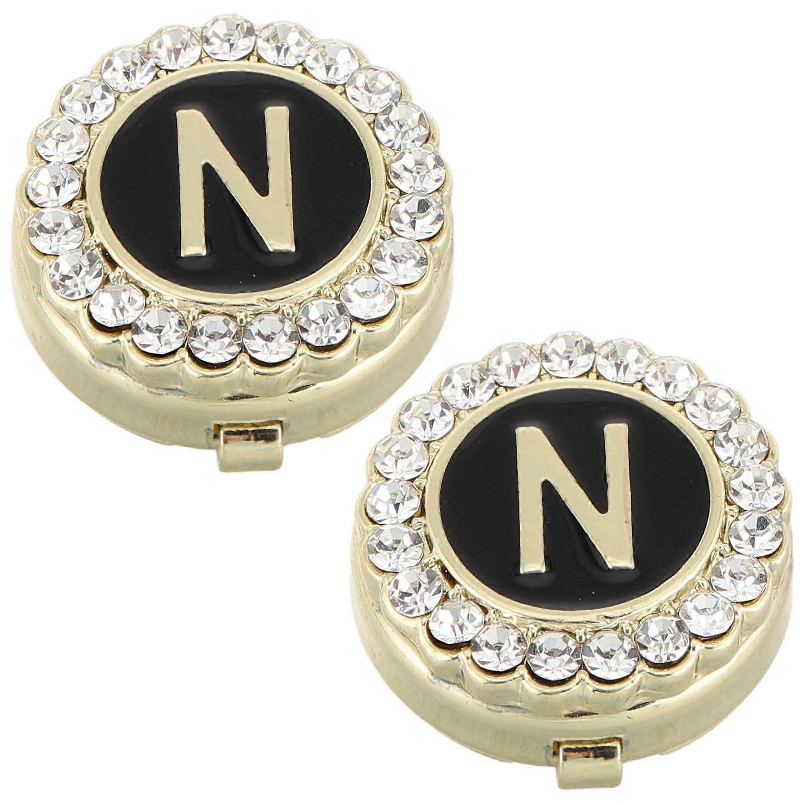Tuxedo Shirt Buttons N Initial Alphabet Cufflinks Zinc Alloy Rhinestones Square Elegant Jewelry For Men Formal Wear 2Pcs