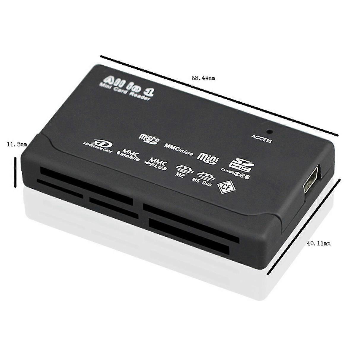 Card Reader USB2.0 Memory Card Reader Fast Data Transmission Black