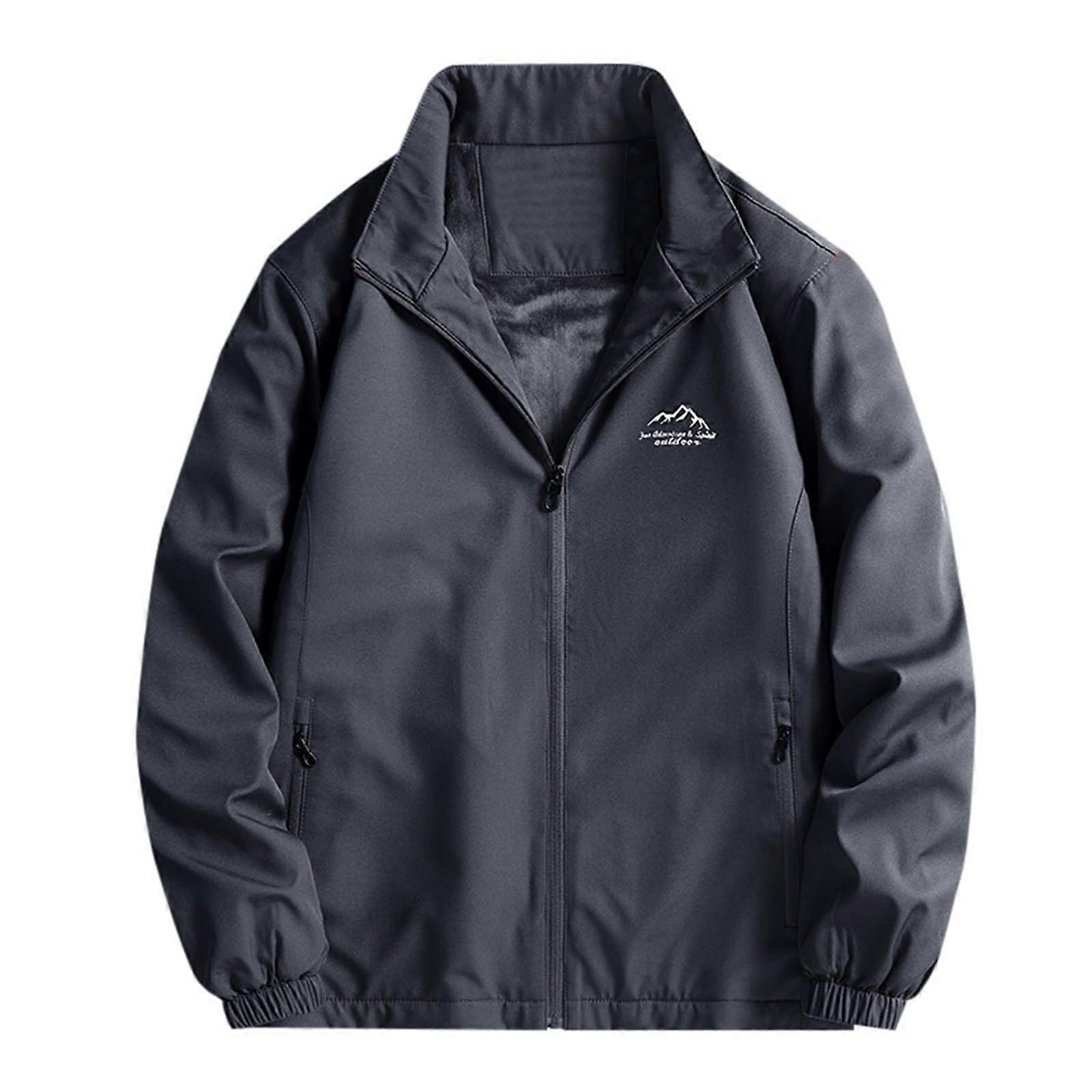 Men's Long StandUp Collar Jacket Black Transition Jacket Breathable Outdoor