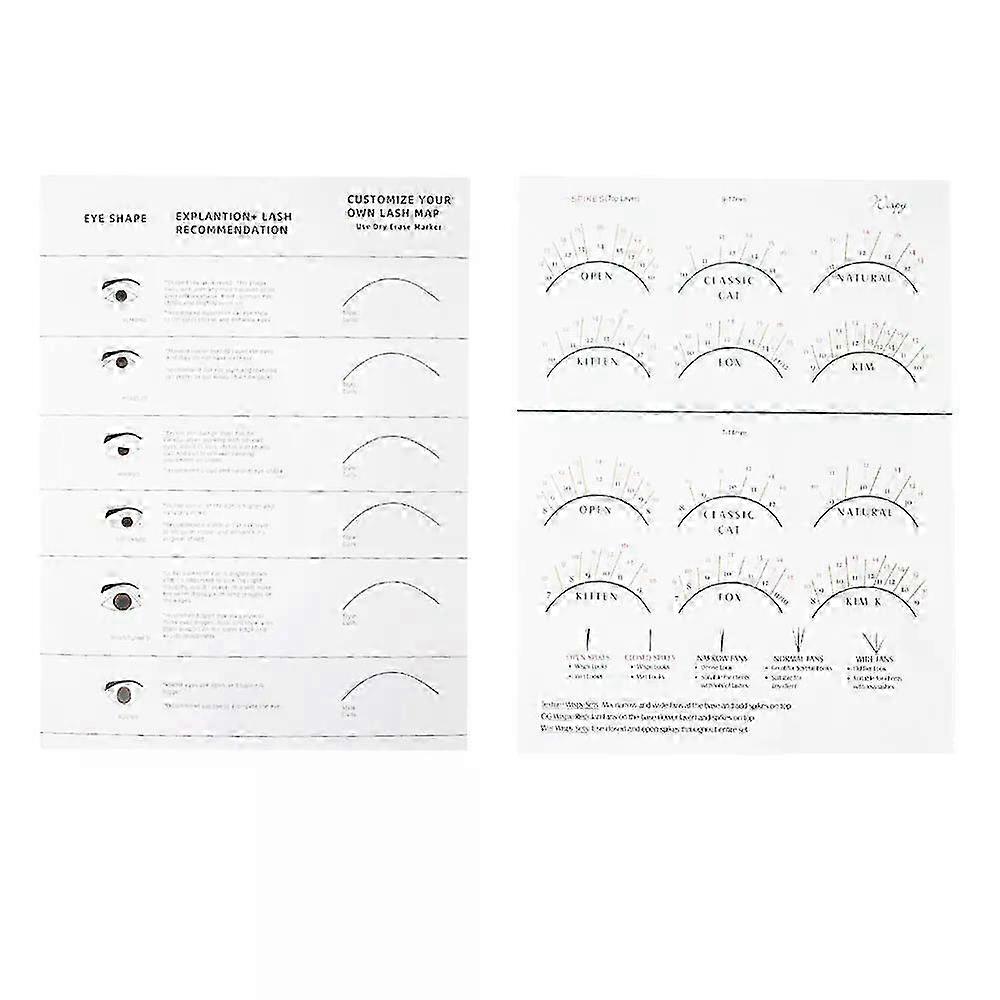 Bundle Beginner and Wispy Eye Shape Lash Map Charts pour la pratique et l’entraînement des faux cils