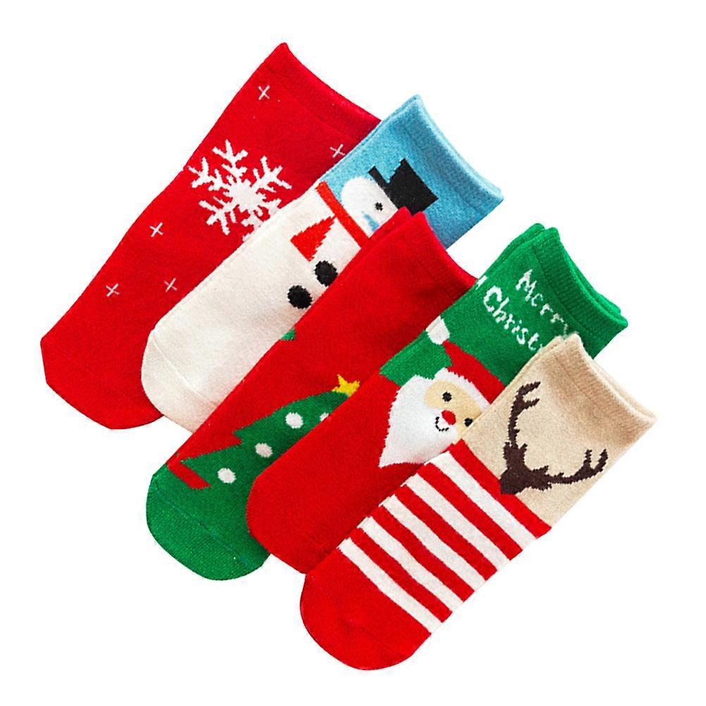 Socks for Kids Protective Warm Birthday Present Red 12-14cm Foot Length 5 Pairs