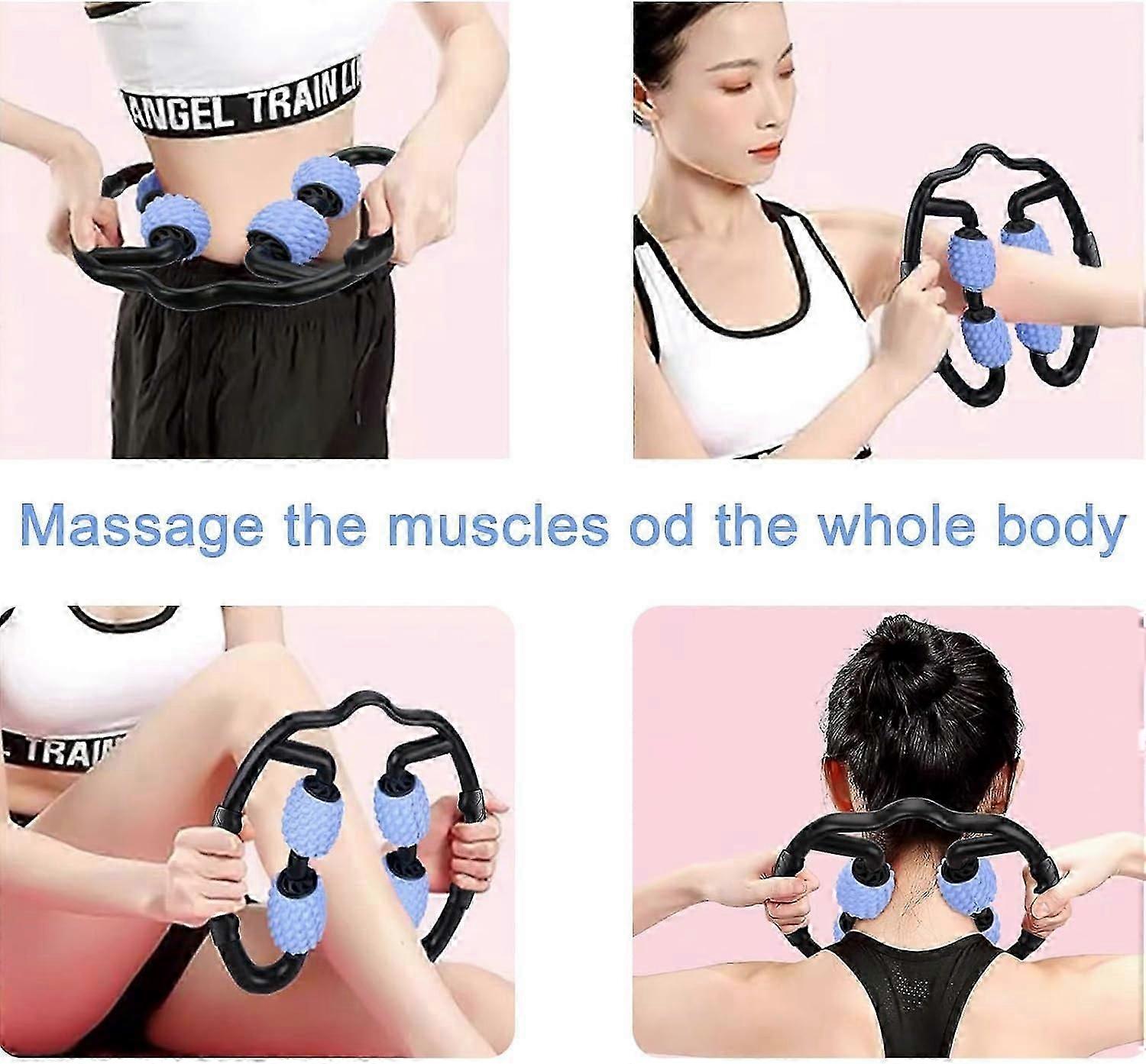 円形のレッグクランプ-360マッスルローラーマッサージャーレッグネックハンドアームマッスルリラックスマッサージャー屋内スポーツヨガボディ用マッスルローラー