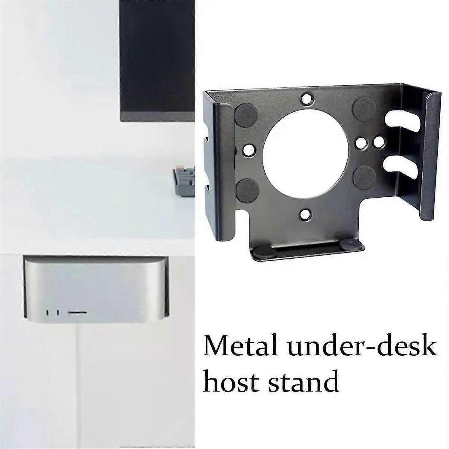 Under Desk Stand for Mac Mini M4 2024 Desktop Computer Metal Mount Holder Behind Monitor for Mac Min