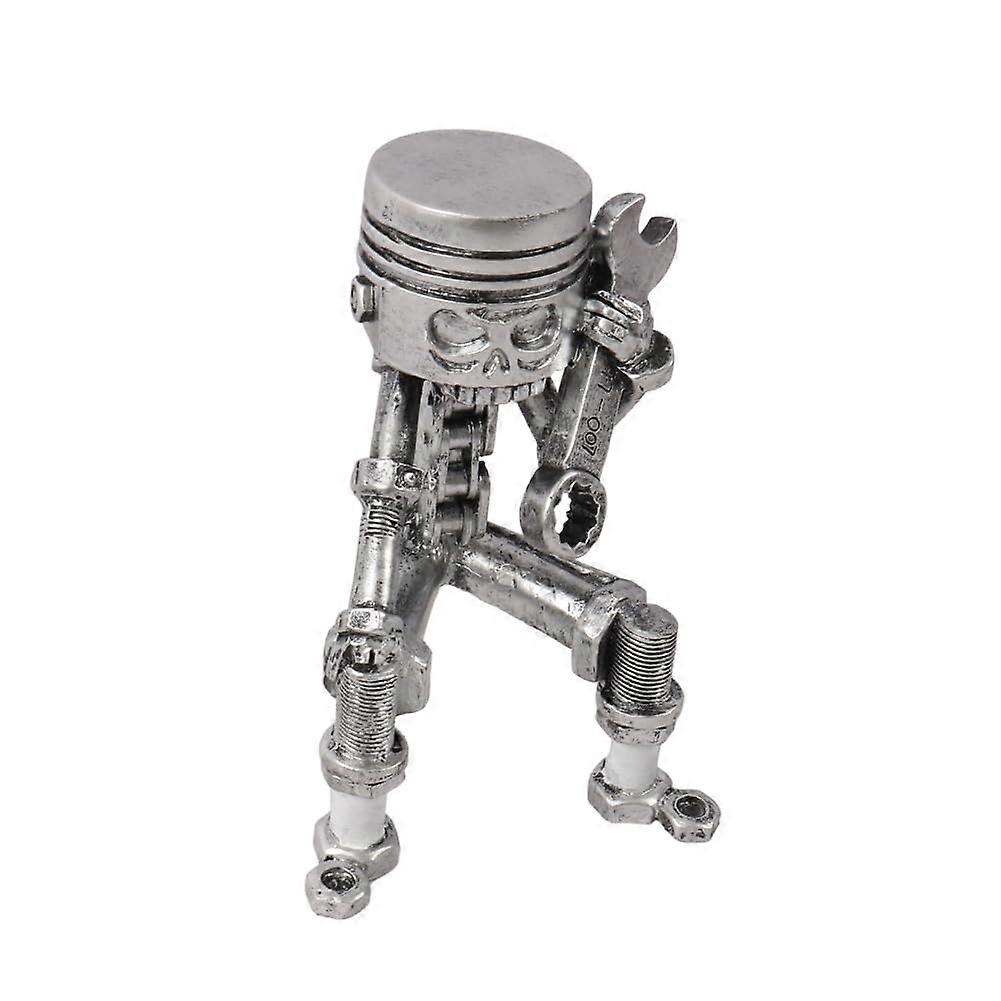 Handmade Piston Man Skull Face Art Figurine, Model B, Carved Skeleton Face Sculpture, Desktop Decor, Home Office